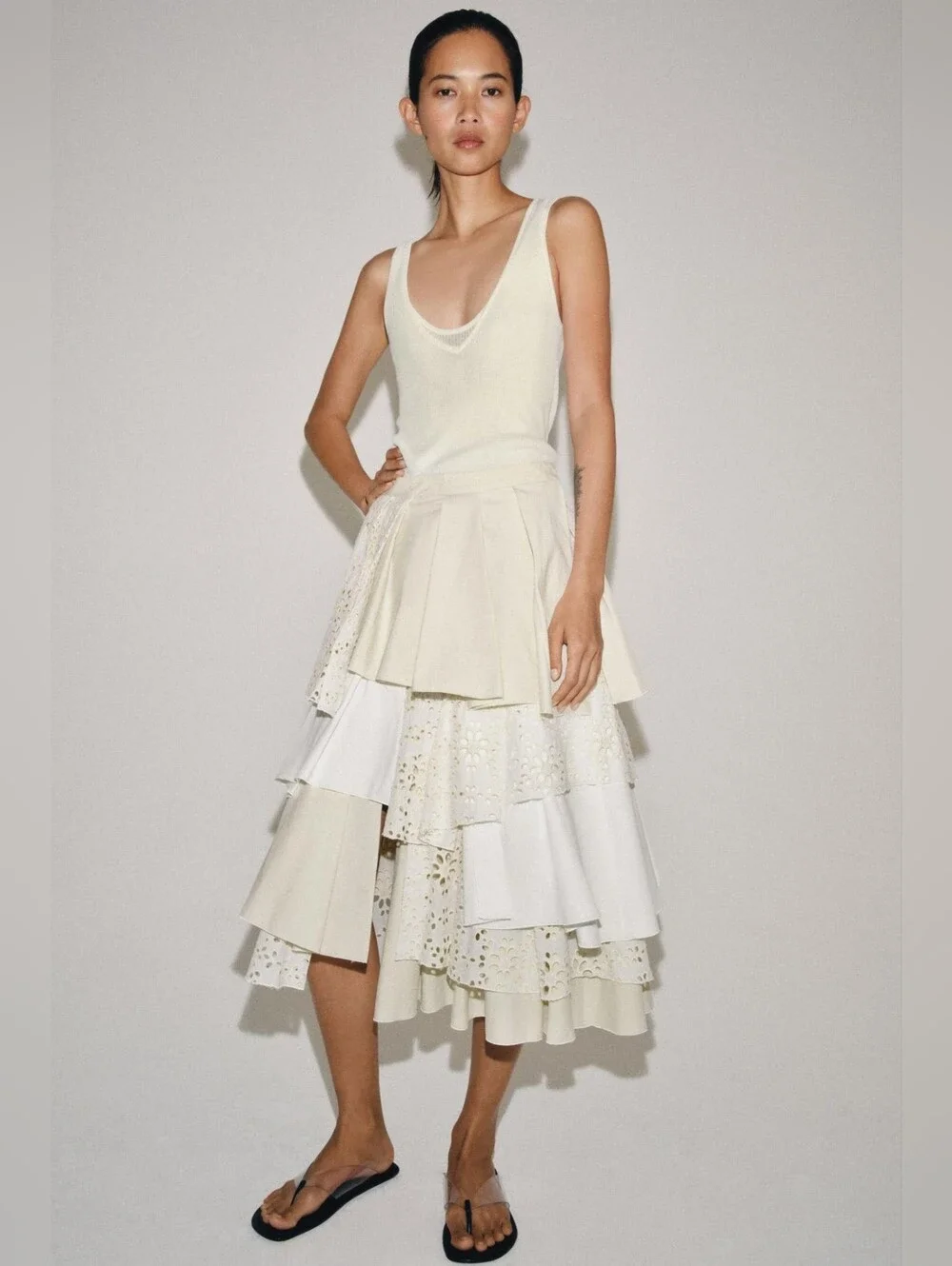 ZARA ZW COLLECTION LIMITED EDITION PATCHWORK MIDI SKIRT